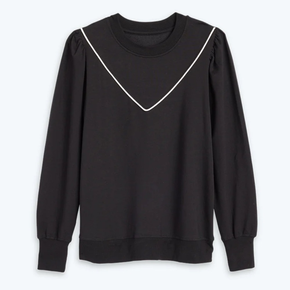 Summersalt The Softest French Terry Contrast Puff-Sleeve Pullover